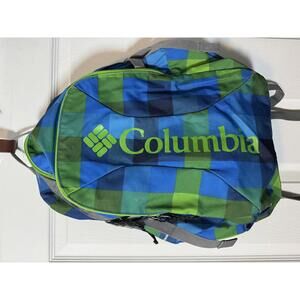 Columbia Blue and Green Plaid Backpack